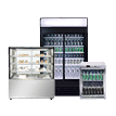 Image of a variety of commercial display fridges on a white background.